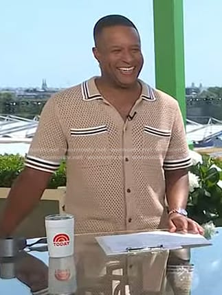 Craig Melvin’s beige crochet shirt on Today