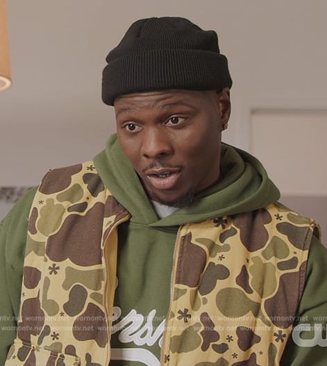 Cam's green Crenshaw embroidered hoodie on All American Homecoming