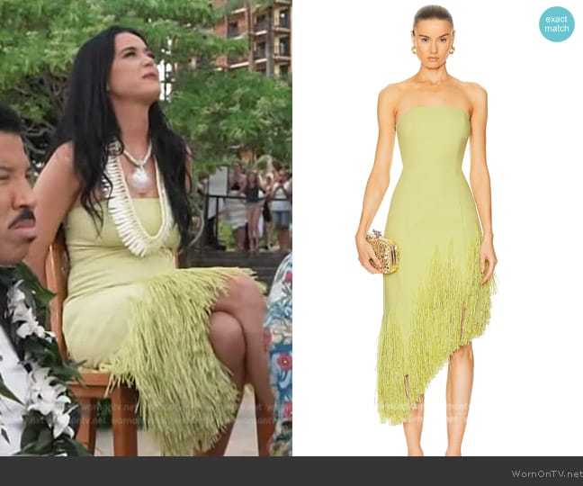 Cult Gaia Libby Mid Length Gown worn by Kate Perry on Access Hollywood