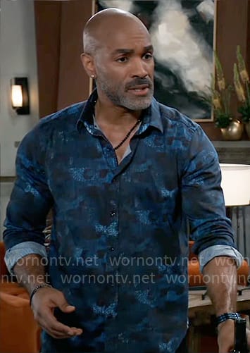 Curtis’s blue camo print shirt on General Hospital