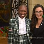 Cynthia Erivo’s green plaid blazer and pleated skirt on Today