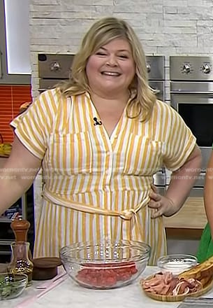 Danielle Kartes’s yellow striped tie waist dress on Today