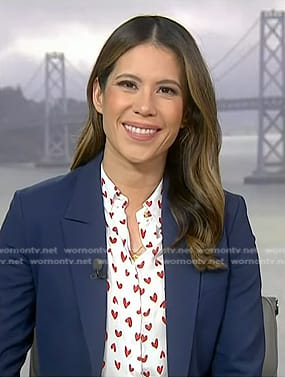 Deirdre's white heart print blouse on NBC News Daily