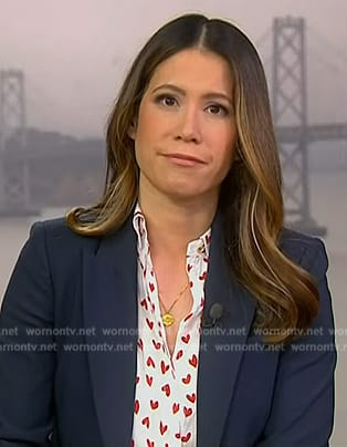 Deirdre’s white heart print blouse on NBC News Daily