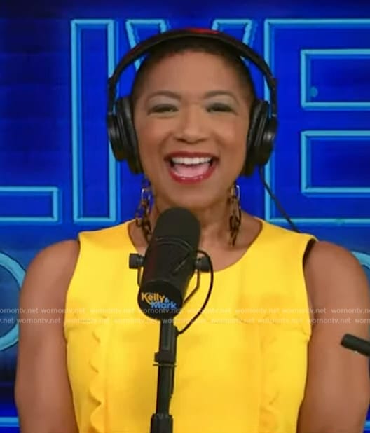 Deja Vu's yellow scalloped sleeveless dress on Live with Kelly and Mark