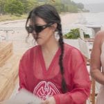 Kourtney’s red mesh embroidered jersey on The Kardashians