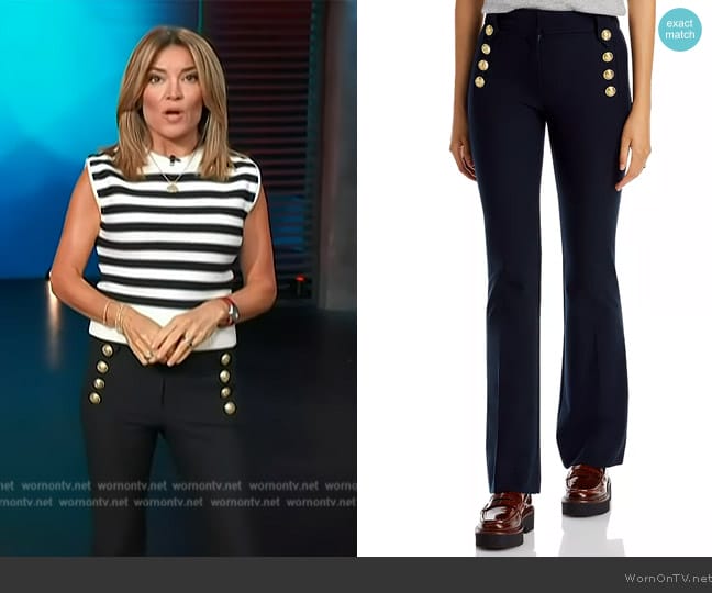 Derek Lam 10 Crosby Robertson Flare Hem Pants worn by Kit Hoover on Access Hollywood