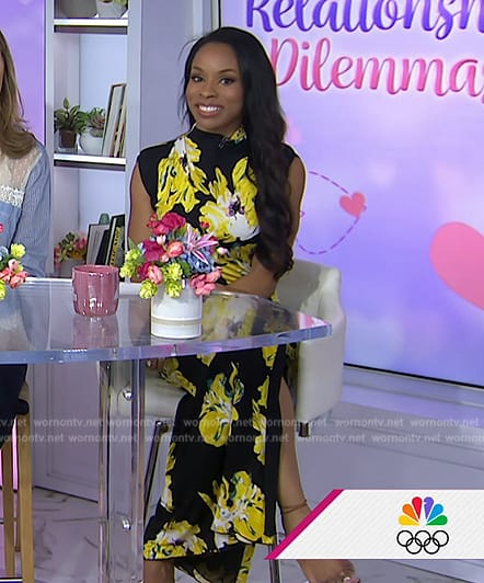 Devyn Simone's black and yellow floral dress on Today