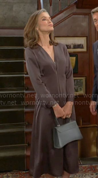 Diane’s grey zip front midi dress on The Young and the Restless