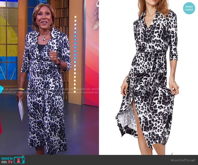 Diane von Furstenberg Abigail Print Silk Wrap Dress worn by Robin Roberts on Good Morning America