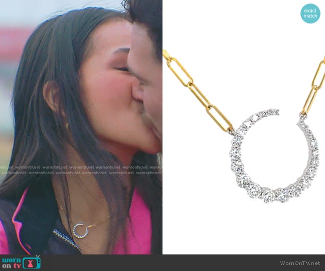 Dilamani Diamond Crescent Moon Necklace worn by Jenn Tran on The Bachelorette