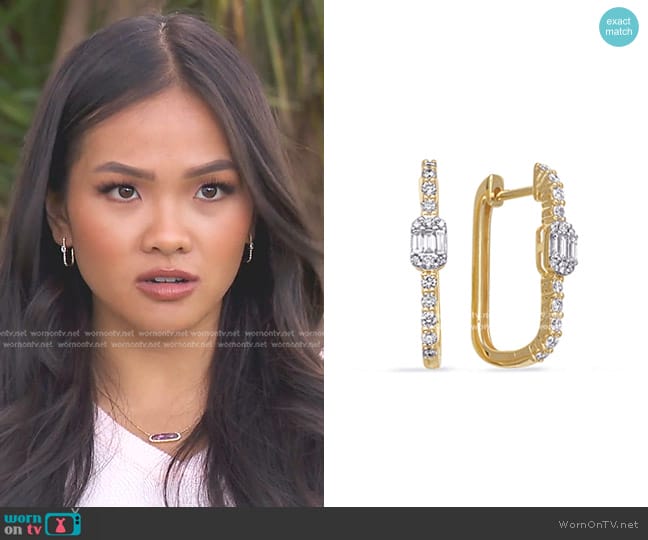 Dilamani Diamond Square Hoop Earrings worn by Jenn Tran on The Bachelorette