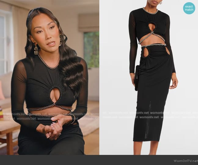 Dion Lee Embellished cutout jersey crop top worn by Katie Ginella on The Real Housewives of Orange County