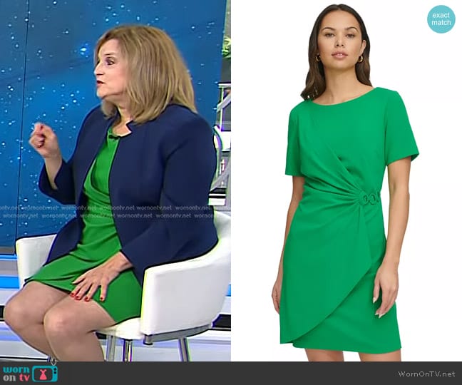 DKNY Gathered-Sleeve Sheath Dress in Apple Green worn by Dr. Carol Ash on Today