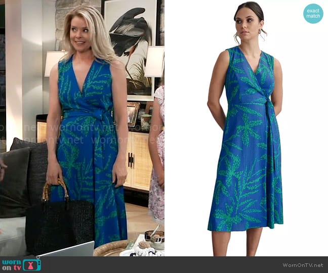 DKNY Printed Side-Tie Sleeveless A-line Dress worn by Felicia Scorpio (Kristina Wagner) on General Hospital