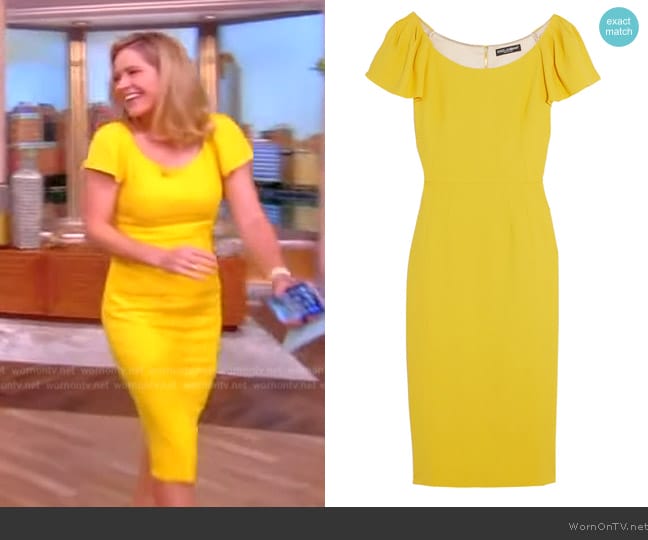 Dolce & Gabbana Yellow Flutter Sleeve Dress worn by Sara Haines on The View