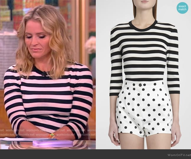 Dolce & Gabbana Fitted Stripe Top worn by Sara Haines on The View