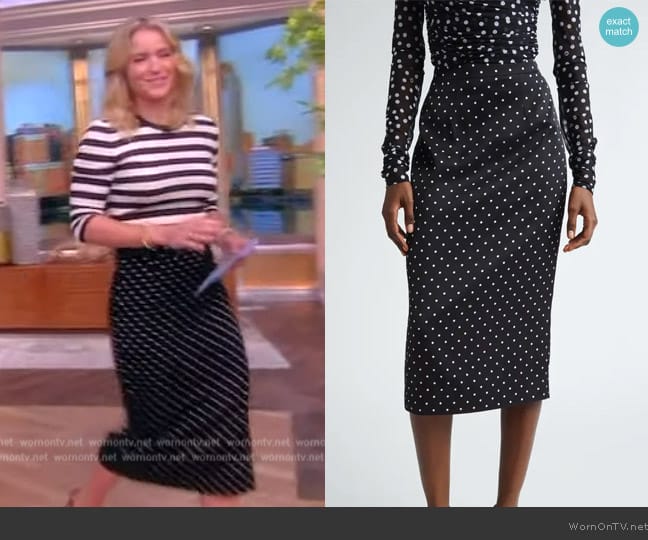 Dolce & Gabbana Polka-Dot Pencil Midi Skirt worn by Sara Haines on The View