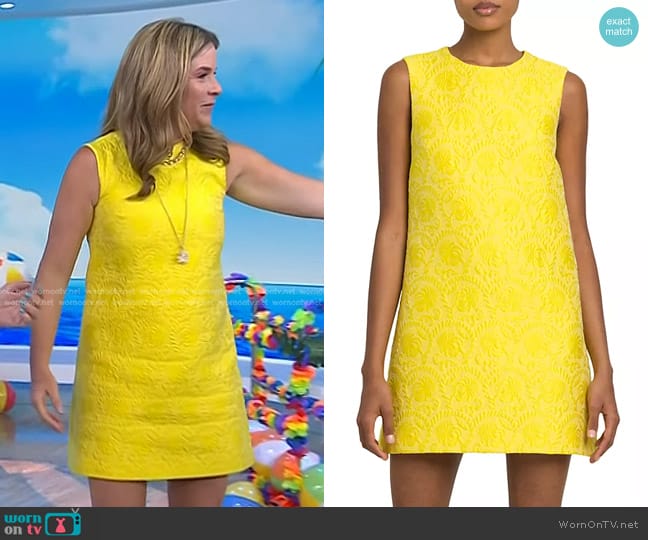 Dolce & Gabbana Floral Embroidered Shift Dress in Giallo worn by Jenna Bush Hager on Today