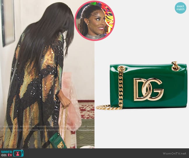 Dolce & Gabbana Patent Leather Crossbody Bag in Green worn by Caroline Brooks (Caroline Brooks) on The Real Housewives of Dubai