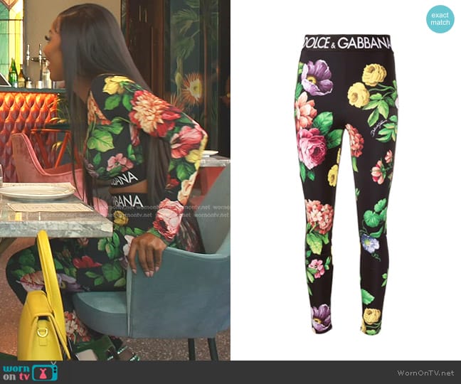 Dolce & Gabbana Floral-print Leggings worn by Caroline Brooks (Caroline Brooks) on The Real Housewives of Dubai