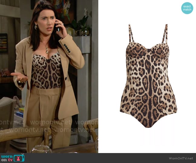 Dolce & Gabbana Leopard One-Piece Swimsuit worn by Steffy Forrester (Jacqueline MacInnes Wood) on The Bold and the Beautiful