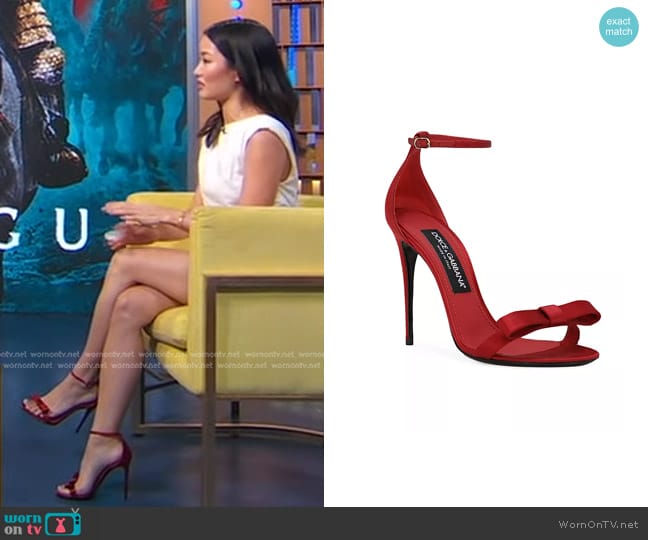 Dolce & Gabbana Satin Bow Stiletto Heels worn by Anna Sawai on Good Morning America