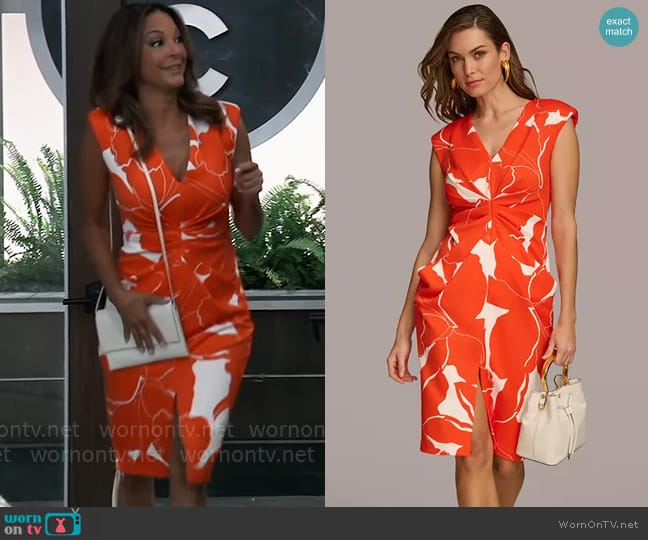 Donna Karan Printed V-Neck Draped-Front Dress worn by Natalia (Eva LaRue) on General Hospital