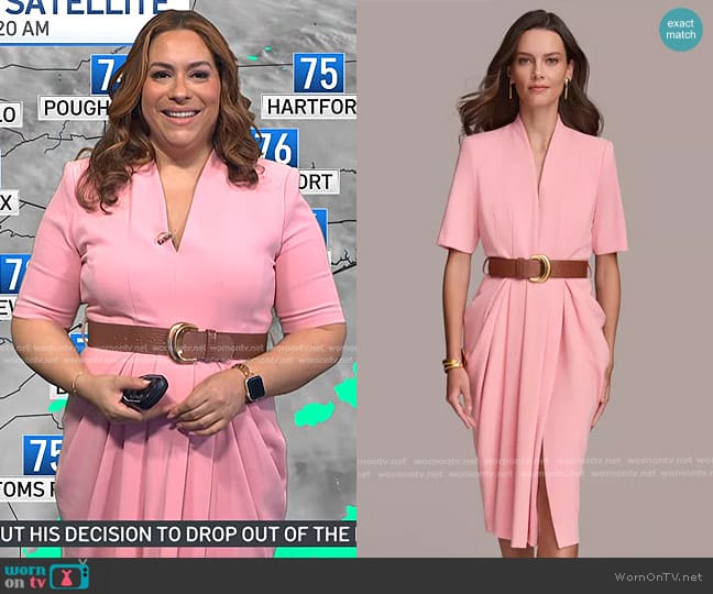 Donna Karan V-Neck Belted Short-Sleeve Dress worn by Violeta Yas on Today