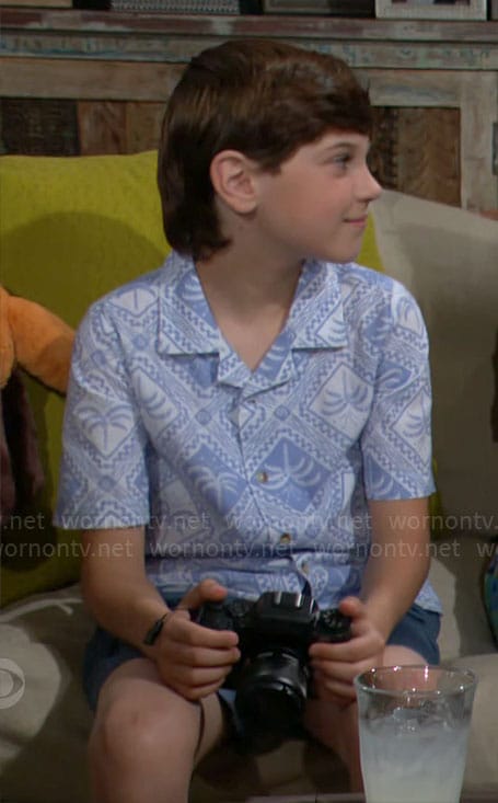 Douglas's blue palm print shirt on The Bold and the Beautiful