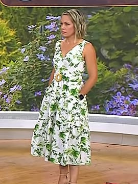 Dylan’s white and green print belted dress on Today