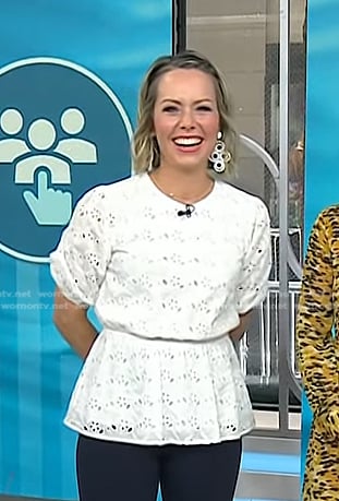 Dylan's white eyelet peplum top on Today