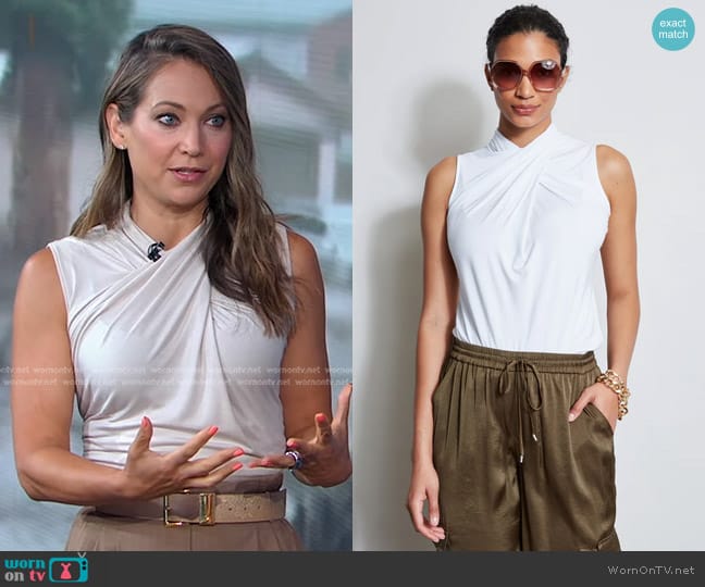 Elie Tahari Sleeveless Twist Knit worn by Ginger Zee on Good Morning America