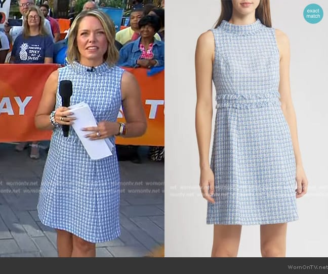 Eliza J Sleeveless Mock Neck Tweed A-Line Dress worn by Dylan Dreyer on Today