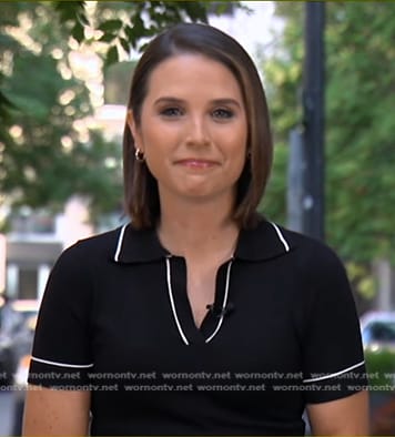 Elizabeth's black contrast trim polo on Good Morning America