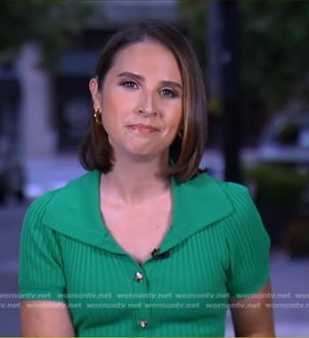 Elizabeth’s green ribbed button front dress on Good Morning America