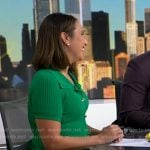 Elizabeth’s green ribbed button front dress on Good Morning America