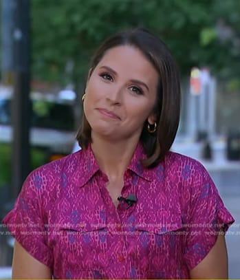 Elizabeth’s pink printed dress on Good Morning America