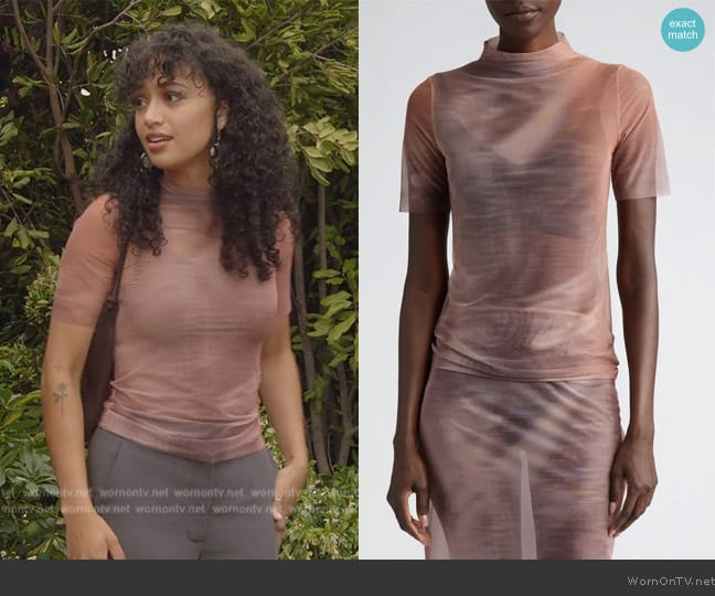 Elliss Euphoric Sheer Mesh Top worn by Olivia Baker (Samantha Logan) on All American