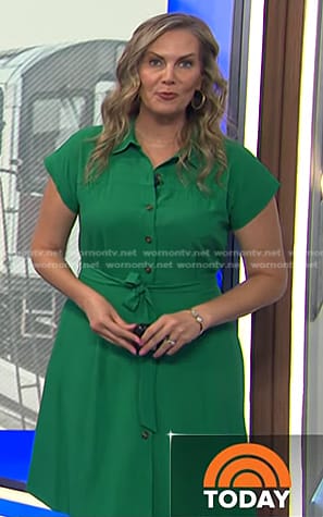 Emily's green short sleeve shirtdress on Today