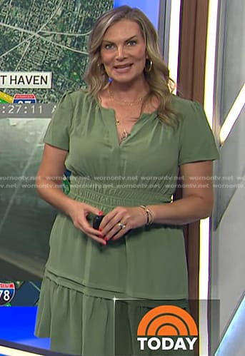 Emily's green smocked waist mini dress on Today