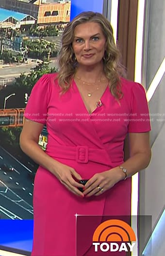 Emily's pink belted wrap dress on Today