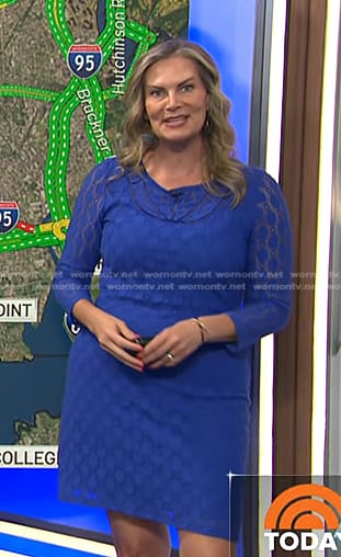 Emily's blue long sleeve lace dress on Today