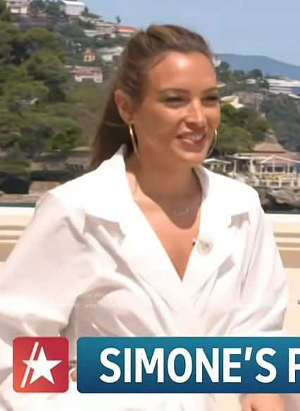 Emily Orozco's white cutout shirtdress on Access Hollywood