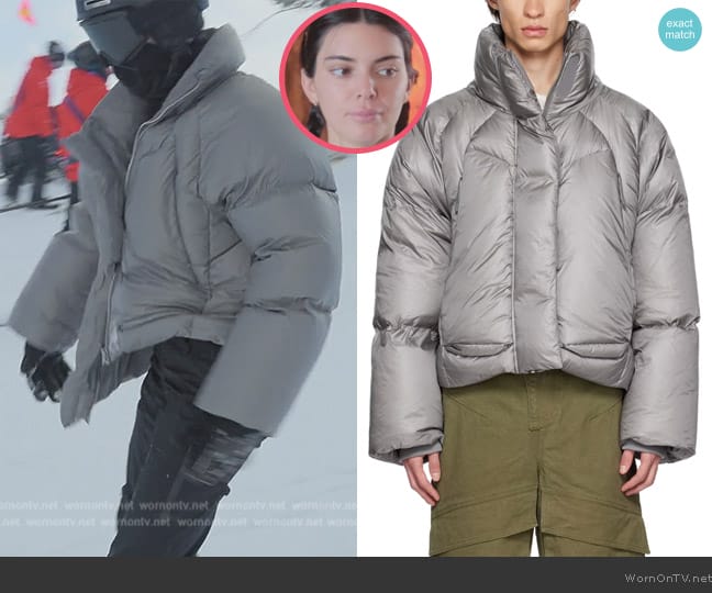 Entire Studios Exclusive Gray UVR Down Jacket worn by Kendall Jenner (Kendall Jenner) on The Kardashians