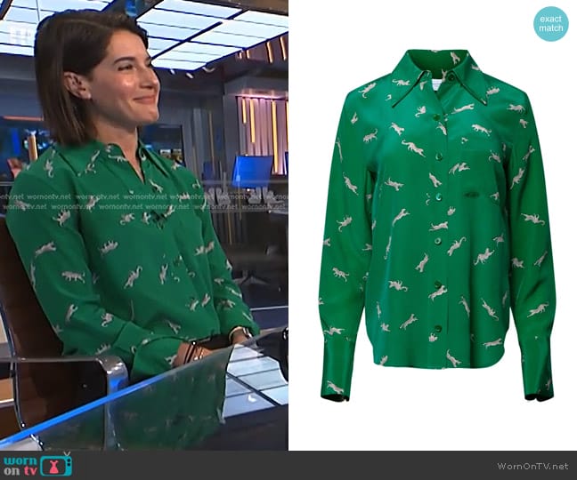 Equipment Quinne Silk Shirt in Lush Meadow Multi worn by Daryn Carp on NBC News Daily