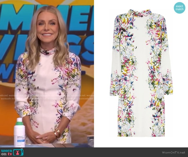 Erdem Felicia Printed Silk Dress worn by Kelly Ripa on Live with Kelly and Mark