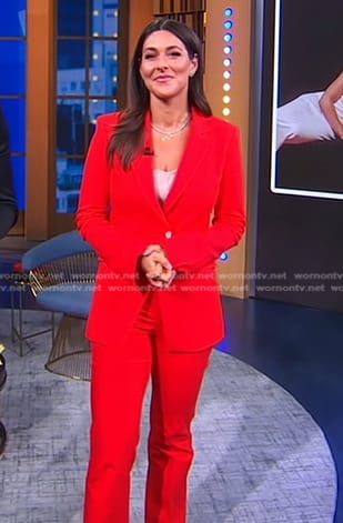 Erielle's red blazer and pant suit on Good Morning America