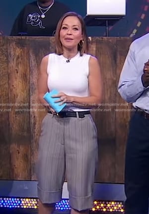 Eva's grey striped shorts on Good Morning America