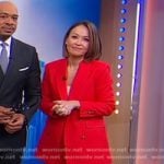 Eva’s red blazer and pant suit on Good Morning America